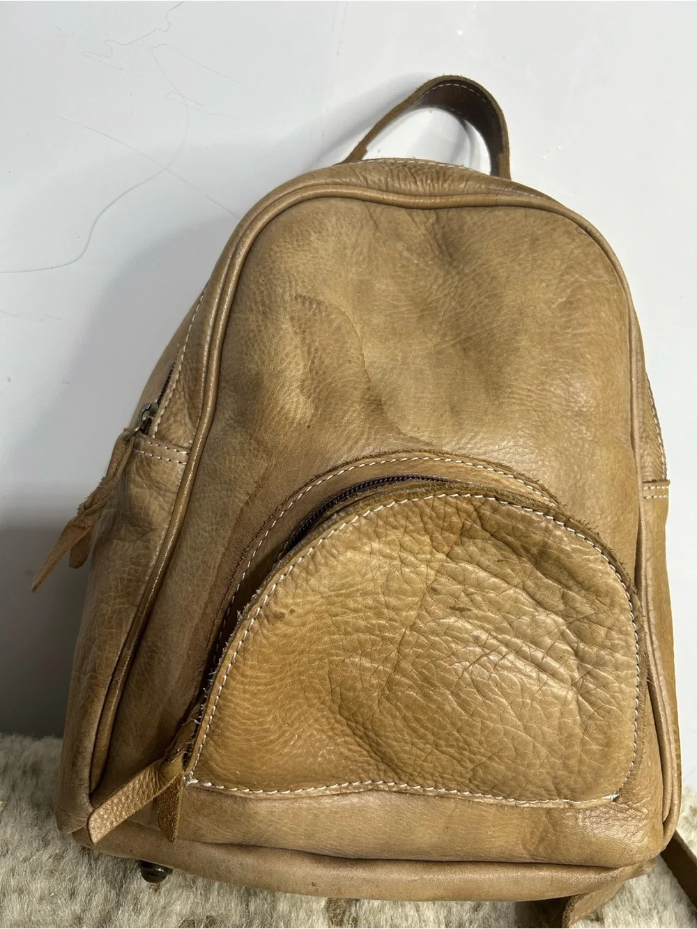 Nevermind! Tan Leather Backpack Purse‎